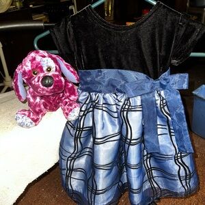 Black and Blue Plaid Dress with Bow size 3T